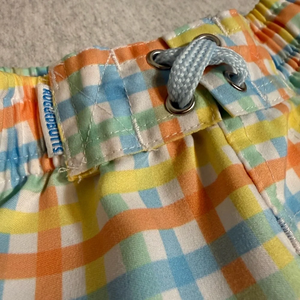 RuggedButts by RuffleButts‎ Little Boys Pastel Plaid Swim Trunks 🌊✨